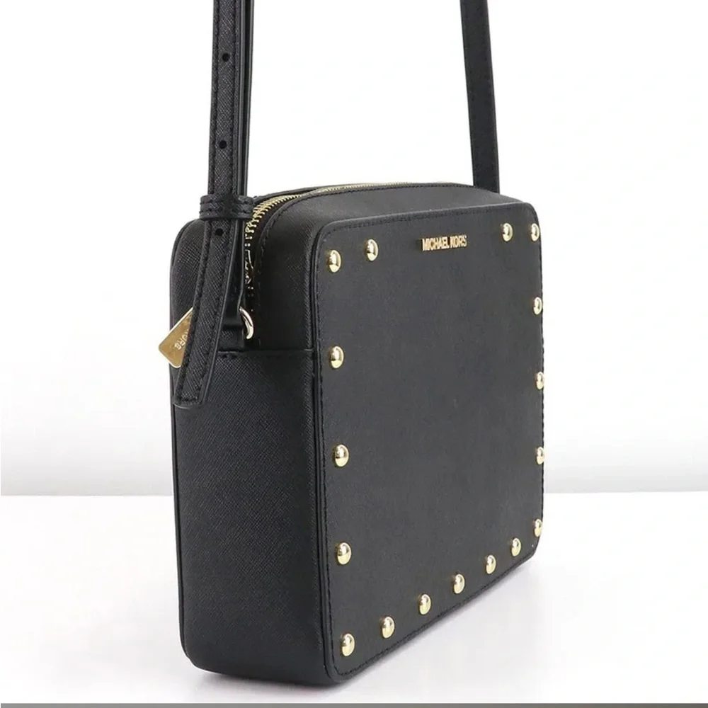 Michael Kors Sandrine Stud MK Crossbody Bag Purse Saffiano Leather